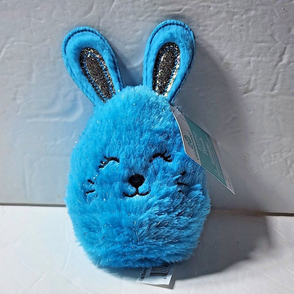 Way To Celebrate Blue Bunny Plush Easter Rabbit Silver Glitter Ears 7" 330748